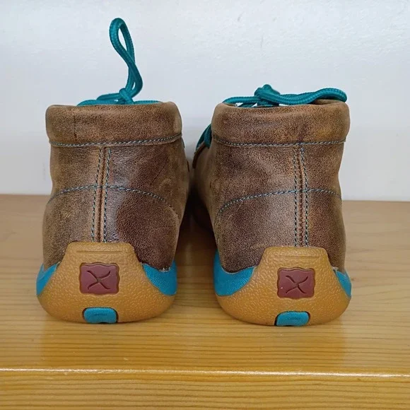 Twisted X Boots Chukka Driving Moccasin Brown Turquoise Diamonds Women's 6.5 M - Picture 5 of 12